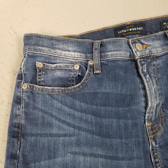 Lucky Brand Jeans Mens 34x32 Blue 221 Straight Stretch Zip Fly Straight Leg - Picture 3 of 16